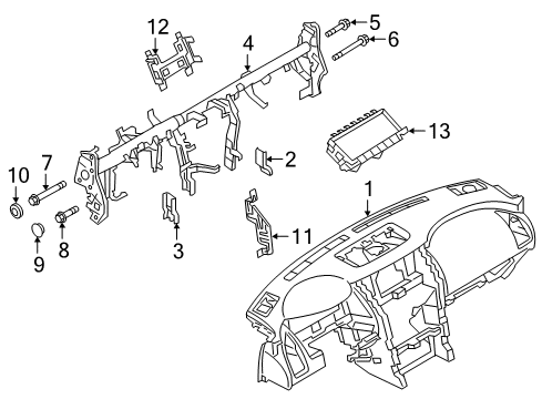 Instrument Panel & Pad Assembly Diagram for 68200-6JL1B