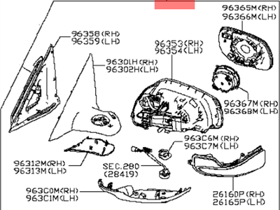 Infiniti 96301-4HB0A Mirror Assembly-Door,RH