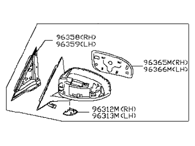 Infiniti 96302-JK660 Mirror Assembly-Door,LH