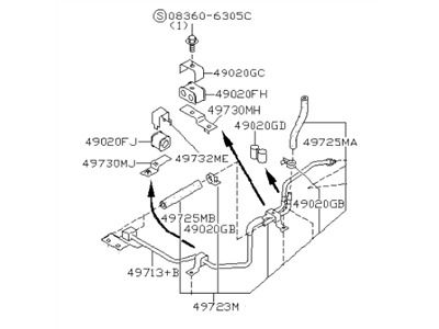 Infiniti 49710-63U60 Power Steering Hose & Tube Set