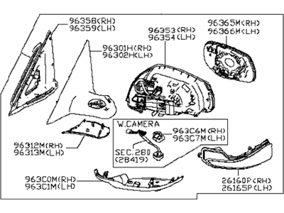 Infiniti K6301-1PM0B Mirror Assembly-Door,RH