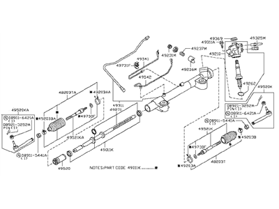 2009 Infiniti M35 Rack And Pinion - 49001-EH11A