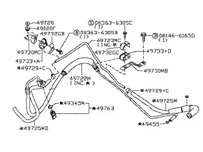 2012 Infiniti G37 Power Steering Hose - 49710-JK61C