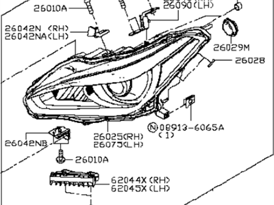 2012 Infiniti M37 Headlight - 26060-1MA1D