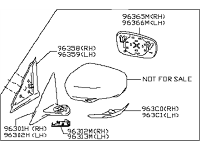 Infiniti K6301-1MA0B Mirror Assembly-Outside RH