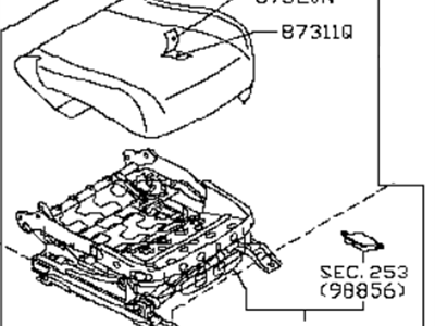 Infiniti 87300-1CC2C Cushion & Adjuster Assy-Front,RH