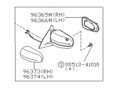 1998 Infiniti I30 Car Mirror - K6302-55U01