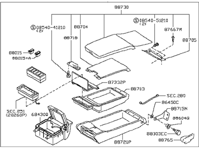 Infiniti 88700-CW51A Rear Seat Armrest Assembly