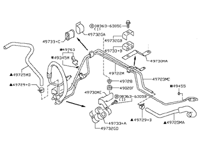 Infiniti 49710-EH100 Power Steering Hose & Tube Set