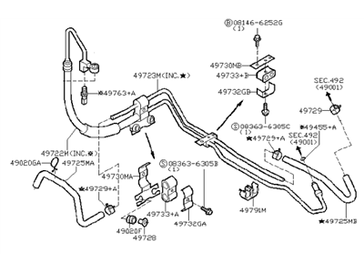 Infiniti 49710-AM600 Power Steering Hose & Tube Set