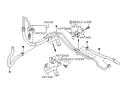 2004 Infiniti FX45 Power Steering Hose - 49721-CG005
