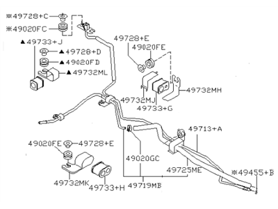 Infiniti 49710-7J100 Power Steering Hose & Tube Set