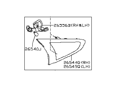 Infiniti 26540-1BA0A Lamp Assembly-Back Up,RH