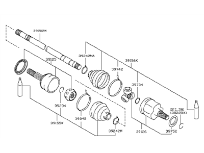 Infiniti M45 Axle Shaft - 39100-1BA0A