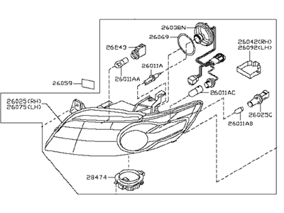 Infiniti 26010-CG026 Right Headlight Assembly