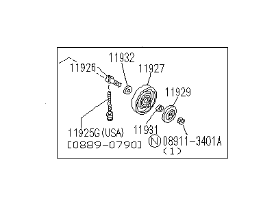 1990 Infiniti Q45 A/C Idler Pulley - 11925-60U10