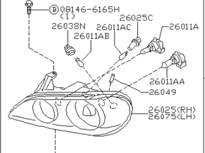 Infiniti 26010-3Y326 Right Headlight Assembly