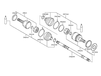 2019 Infiniti Q70L Axle Shaft - 39600-1MA0C