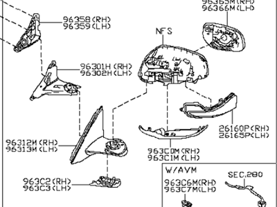 Infiniti 96301-5DC4A Door Mirror Assy-RH