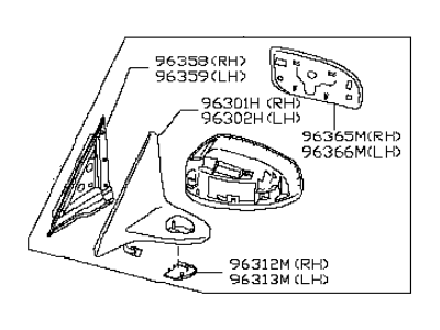 Infiniti 96301-1NC2A Mirror Assembly-Door,RH