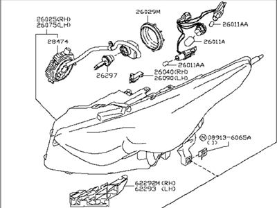 Infiniti 26010-1CA0E Right Headlight Assembly