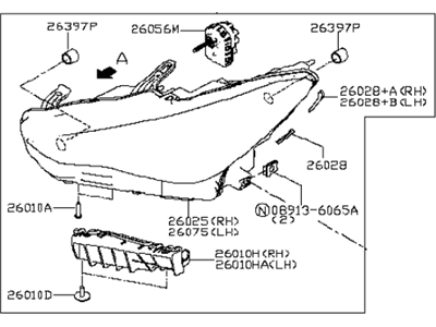 Infiniti 26010-5CH0A Headlamp Assembly Right