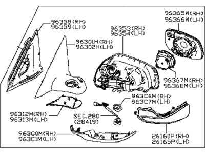 Infiniti 96302-4HB1A Mirror Assembly-Door,LH