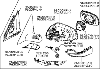 Infiniti 96301-4HB1A Mirror Assembly-Door,RH