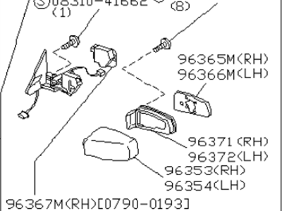 1992 Infiniti G20 Car Mirror - J6301-62J01