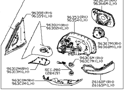 Infiniti 96301-4HK2A Door Mirror Assy-RH