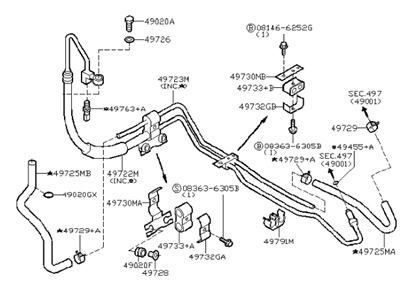 2003 Infiniti G35 Power Steering Hose - 49710-AM700