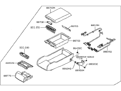 Infiniti 88700-EJ06A Rear Seat Armrest Assembly