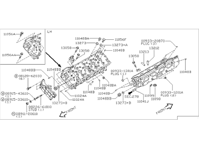 2000 Infiniti Q45 Cylinder Head - 11090-6P123