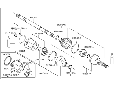 Infiniti 39101-1CA0B Shaft Front Drive