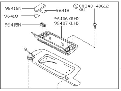 Infiniti 96400-F6681 Passenger Sun Visor Assembly