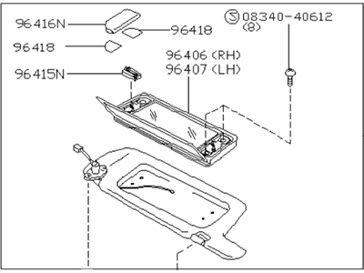 Infiniti 96401-F6671 Driver Sun Visor Assembly