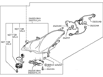 Infiniti 26010-1BA1B Right Headlight Assembly