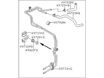 2000 Infiniti G20 Power Steering Hose - 49726-7J120