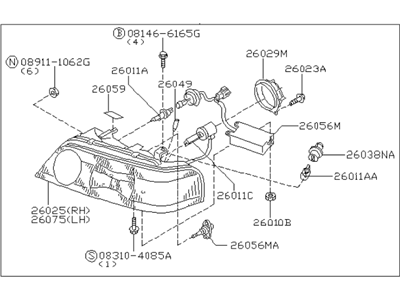 2000 Infiniti Q45 Headlight - 26060-6P125