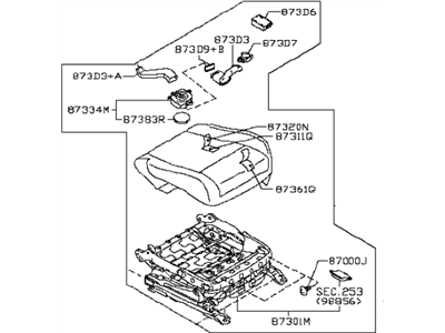 Infiniti 87300-1CC0A Cushion & Adjuster Assy-Front,RH