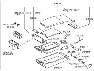 Infiniti 88700-AR602 Rear Seat Armrest Assembly