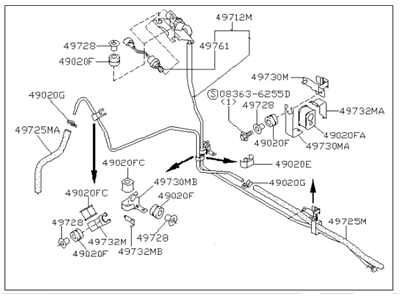 Infiniti 49710-42U00 Power Steering Hose & Tube Set