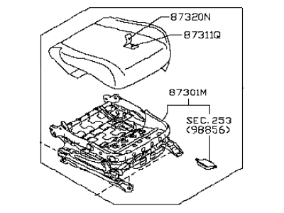 Infiniti 87300-1CC2A Cushion & Adjuster Assy-Front,RH