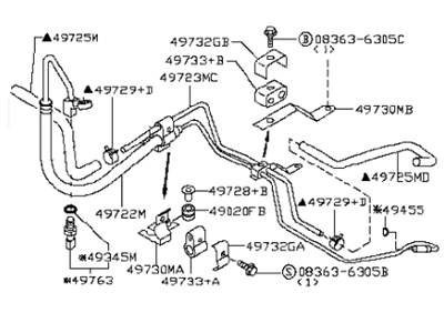 2009 Infiniti M35 Power Steering Hose - 49710-EJ82A