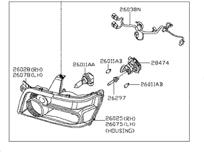 Infiniti 26060-ZC226 Left Headlight Assembly