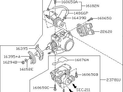 2001 Infiniti G20 Throttle Body - 16119-4M800