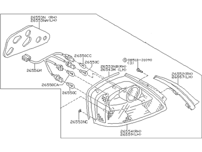 Infiniti Q45 Tail Light - 26550-AR527