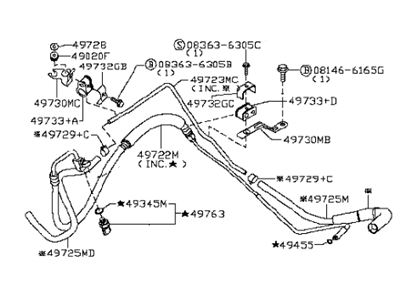 Infiniti Power Steering Hose - 49710-4GA0B