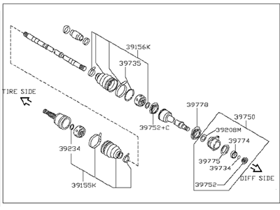Infiniti Axle Shaft - 39100-9PM0D