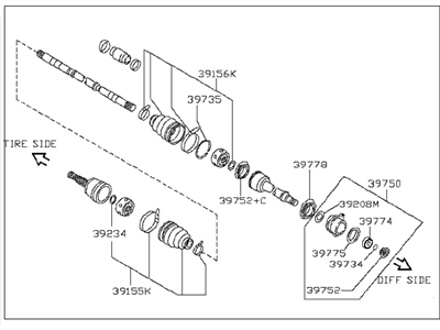 Infiniti 39100-9PM0D Shaft Assembly-FRT Drive RH